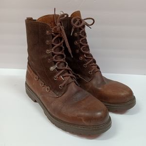 Panama Jack Vintage Brown Distressed Leather & Suede 7-Hole Boots